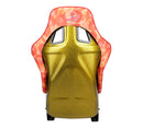 NRG FRP Fiberglass Bucket Seat PRISMA- ULTRA SLICE Edition with gold pearlized back. Pizza Microfiber print finish in vegan material plus phone pockets. (Large) - FRP-302-PIZZA