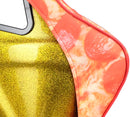 NRG FRP Fiberglass Bucket Seat PRISMA- ULTRA SLICE Edition with gold pearlized back. Pizza Microfiber print finish in vegan material plus phone pockets. (Large) - FRP-302-PIZZA