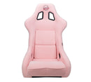 NRG FRP Fiberglass Bucket Seat PRISMA Edition with pearlized back. All Pink alcantara vegan material w/phone pockets. (Large) - FRP-302PK-PRISMA