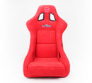 NRG FRP Fiberglass Bucket Seat ULTRA Edition with peralized back, Red Alcantara material, phone pockets and special ultra embroidery (Large) - FRP-302RD-ULTRA
