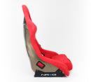 NRG FRP Fiberglass Bucket Seat ULTRA Edition with peralized back, Red Alcantara material, phone pockets and special ultra embroidery (Large) - FRP-302RD-ULTRA