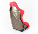 NRG FRP Fiberglass Bucket Seat ULTRA Edition with peralized back, Red Alcantara material, phone pockets and special ultra embroidery (Large) - FRP-302RD-ULTRA