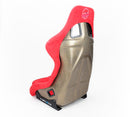 NRG FRP Fiberglass Bucket Seat ULTRA Edition with peralized back, Red Alcantara material, phone pockets and special ultra embroidery (Large) - FRP-302RD-ULTRA