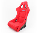 NRG FRP Fiberglass Bucket Seat ULTRA Edition with peralized back, Red Alcantara material, phone pockets and special ultra embroidery (Large) - FRP-302RD-ULTRA