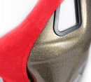 NRG FRP Fiberglass Bucket Seat ULTRA Edition with peralized back, Red Alcantara material, phone pockets and special ultra embroidery (Large) - FRP-302RD-ULTRA