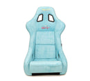 NRG FRP Fiberglass Bucket Seat ULTRA Edition with Grey peralized back, Teal vegan micro fiber material, phone pockets and special ultra embroidery (Large) - FRP-302TL-ULTRA