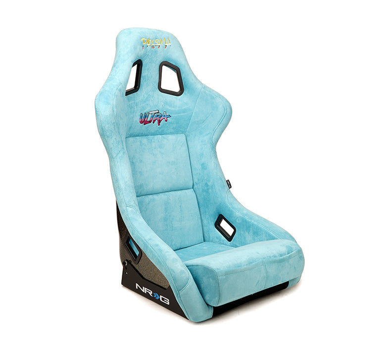 NRG FRP Fiberglass Bucket Seat ULTRA Edition with Grey peralized back, Teal vegan micro fiber material, phone pockets and special ultra embroidery (Large) - FRP-302TL-ULTRA