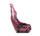 NRG FRP Fiberglass Bucket Seat PRISMA- Japanese Cherry Blossom edition in vegan material with pink pearlized back plus phone pockets. (Medium) - FRP-303-SAKURA