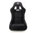 NRG FRP Fiberglass Bucket Seat ULTRA Edition with peralized back, Black alcantara material, phone pockets and special ultra embroidery (Medium) - FRP-303BK-ULTRA