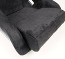 NRG FRP Fiberglass Bucket Seat ULTRA Edition with peralized back, Black alcantara material, phone pockets and special ultra embroidery (Medium) - FRP-303BK-ULTRA