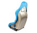 NRG FRP Fiberglass Bucket Seat ULTRA Edition with peralized back, Blue vegan micro fiber material, phone pockets and special ultra embroidery (Medium) - FRP-303BL-ULTRA