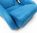NRG FRP Fiberglass Bucket Seat ULTRA Edition with peralized back, Blue vegan micro fiber material, phone pockets and special ultra embroidery (Medium) - FRP-303BL-ULTRA
