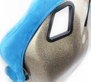 NRG FRP Fiberglass Bucket Seat ULTRA Edition with peralized back, Blue vegan micro fiber material, phone pockets and special ultra embroidery (Medium) - FRP-303BL-ULTRA