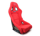 NRG FRP Fiberglass Bucket Seat ULTRA Edition with peralized back, Red Alcantara material, phone pockets and special ultra embroidery (Medium) - FRP-303RD-ULTRA