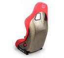 NRG FRP Fiberglass Bucket Seat ULTRA Edition with peralized back, Red Alcantara material, phone pockets and special ultra embroidery (Medium) - FRP-303RD-ULTRA