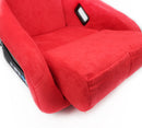 NRG FRP Fiberglass Bucket Seat ULTRA Edition with peralized back, Red Alcantara material, phone pockets and special ultra embroidery (Medium) - FRP-303RD-ULTRA