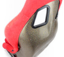 NRG FRP Fiberglass Bucket Seat ULTRA Edition with peralized back, Red Alcantara material, phone pockets and special ultra embroidery (Medium) - FRP-303RD-ULTRA