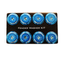 NRG Fender Washer Kit, Set of 8, Blue with Color Matched Bolts, Rivets for Plastic - FW-800BL