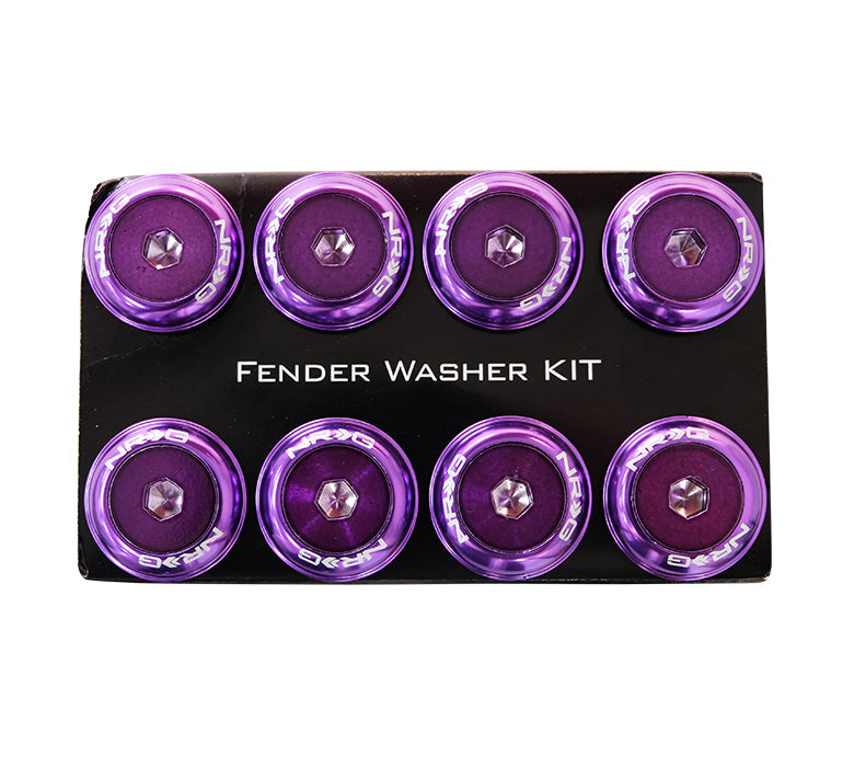 NRG Fender Washer Kit, Set of 8, Purple with Color Matched Bolts, Rivets for Plastic - FW-800PP
