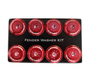 NRG Fender Washer Kit, Set of 8, Red with Color Matched Bolts, Rivets for Plastic - FW-800RD