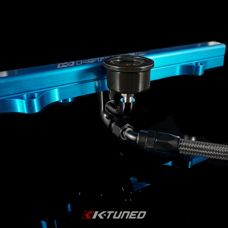 K-Tuned Center Mount Fuel Rail Fitting - Gauge and 6AN Ports (Fittings and Gauge) - KR-FIT-G06