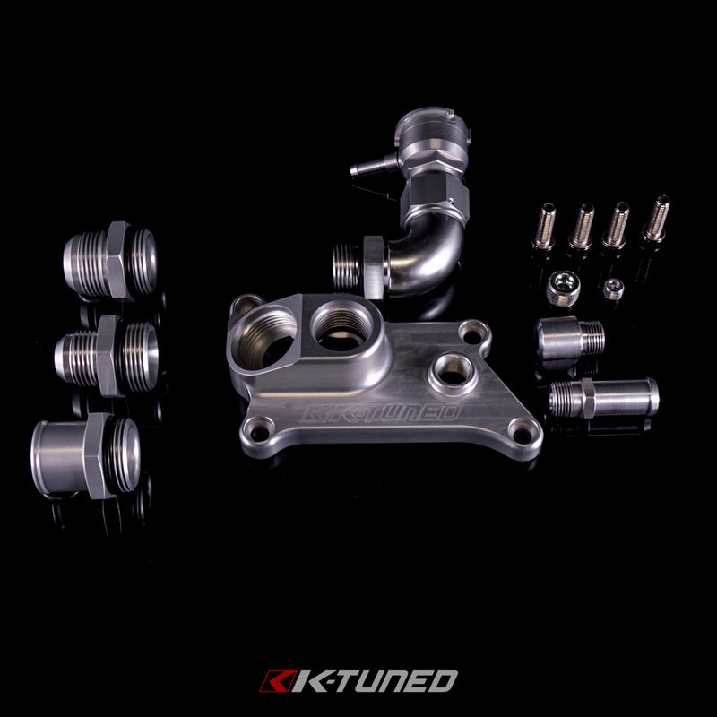 K-Tuned K24 Upper Coolant Housing w/ Filler Neck - Includes Hose End and 16AN - KUW-24T-F02