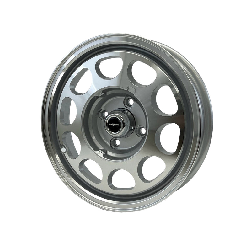 VMS Wheels Phone Dial 15x3.5 5x114.3 -13 Offset Silver Machined Finish