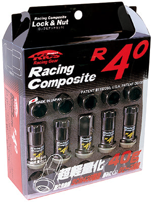 Project Kics Racing Composite R40 Open Lug Nut w/ Locks 16+4 - Black