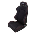 NRG Type-R Cloth Sport Seat Black w/ Red Stitch w/ logo - RSC-200L/R