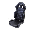 NRG Reclinable Racing Seat, Black Leather, White Stitching w/ Logo - RSC-208L/R