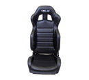 NRG Reclinable Racing Seat, Black Leather, White Stitching w/ Logo - RSC-208L/R