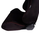NRG Type-R Suede Sport Seat Black W/ Red Stitching w/ logo - RSC-220L/R