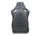 NRG Omega Reclined Seat with large side support Black Vegan Leather with Black Carbon Vinyl Back with Embossed NRG logo ( Price Showned in Pairs) - RSC-750BK/BK L/R