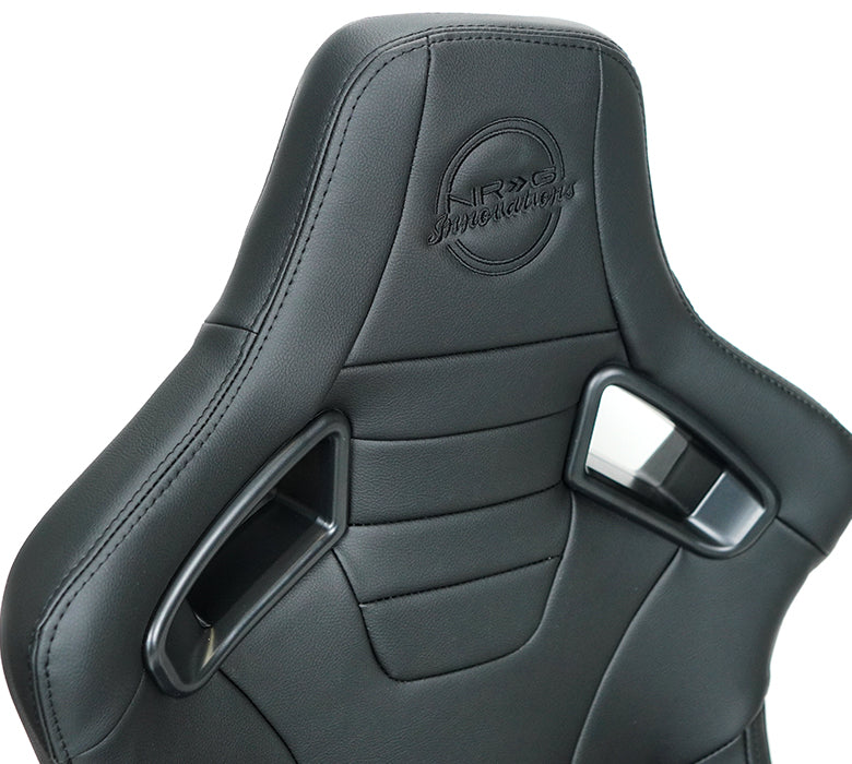 NRG Omega Reclined Seat with large side support Black Vegan Leather with Black Carbon Vinyl Back with Embossed NRG logo ( Price Showned in Pairs) - RSC-750BK/BK L/R