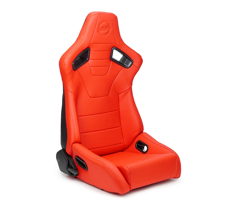 NRG Omega Reclined Seat with large side support Red Vegan Leather with Black Carbon Vinyl Back with Embossed NRG logo( Price Showned in Pairs) - RSC-750RD/BK L/R