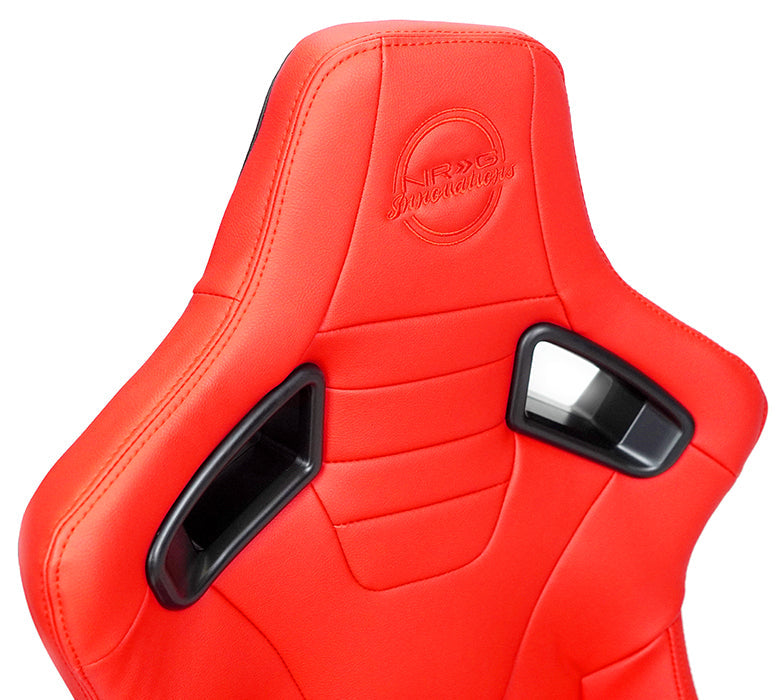 NRG Omega Reclined Seat with large side support Red Vegan Leather with Black Carbon Vinyl Back with Embossed NRG logo( Price Showned in Pairs) - RSC-750RD/BK L/R