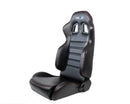 NRG Reclinable Racing Seat, Black Leather, Red Stitching w/ Logo - RSC-208-1L/R