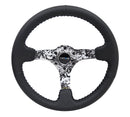 NRG Reinforced Steering Wheel - Hydro Dipped Digital Camo 3" Deep, 5mm spoke, 350mm Sport Steering Wheel Black Leather w/ Black baseball stitching - RST-036DC-R