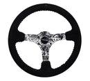 NRG Reinforced Steering Wheel - Hydro Dipped Digital Camo 3" Deep, 5mm spoke, 350mm Sport Steering Wheel Black Suede w/ Black baseball stitching - RST-036DC-S