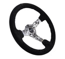 NRG Reinforced Steering Wheel - Hydro Dipped Digital Camo 3" Deep, 5mm spoke, 350mm Sport Steering Wheel Black Suede w/ Black baseball stitching - RST-036DC-S