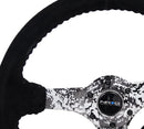 NRG Reinforced Steering Wheel - Hydro Dipped Digital Camo 3" Deep, 5mm spoke, 350mm Sport Steering Wheel Black Suede w/ Black baseball stitching - RST-036DC-S