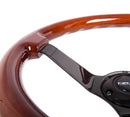 NRG Reinforced Steering Wheel - Classic Wood Grain Wheel (3" Deep), 350mm, 3 Solid spoke center in Black Matte Finish - RST-036BR-BK