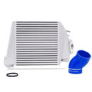 Mishimoto Subaru WRX 2008-2014 Top-Mount Intercooler Silver Cooler, Blue Hoses - MMTMIC-WRX-08SLBL
