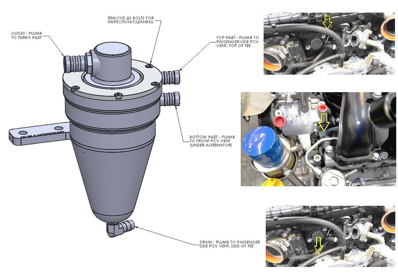Killer B Air Oil Separator for Subaru 15-21 WRX FA20DIT - FA-MV3S-C
