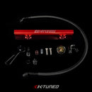 K-Tuned K-Series Fuel Rail Kit with Factory K-Series Center Feed with Gauge (RSX/EP3/8th/9th Gen Civic) - Red - KTD-KCG-RED