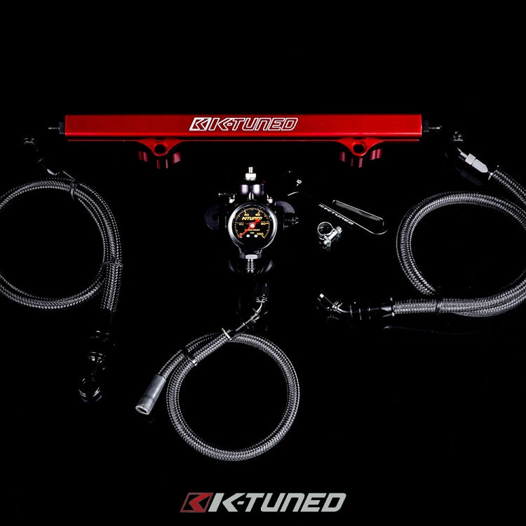 K-Tuned 6AN Fuel System used with OEM Fuel Filter/Red Rail/FPR/Gauge/Wrench - FLK-OF-RED