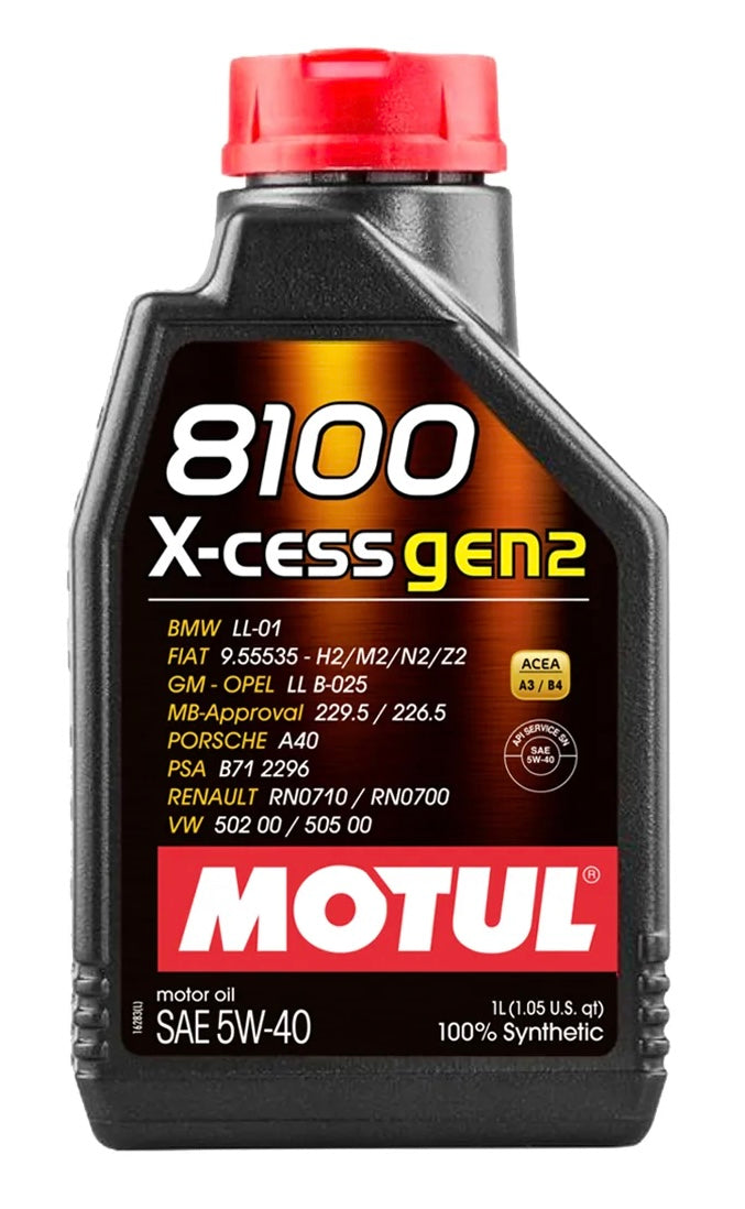 Motul 8100 5W40 X-Cess Gen2 Motor Oil - 1L (1.05qt) - 109774