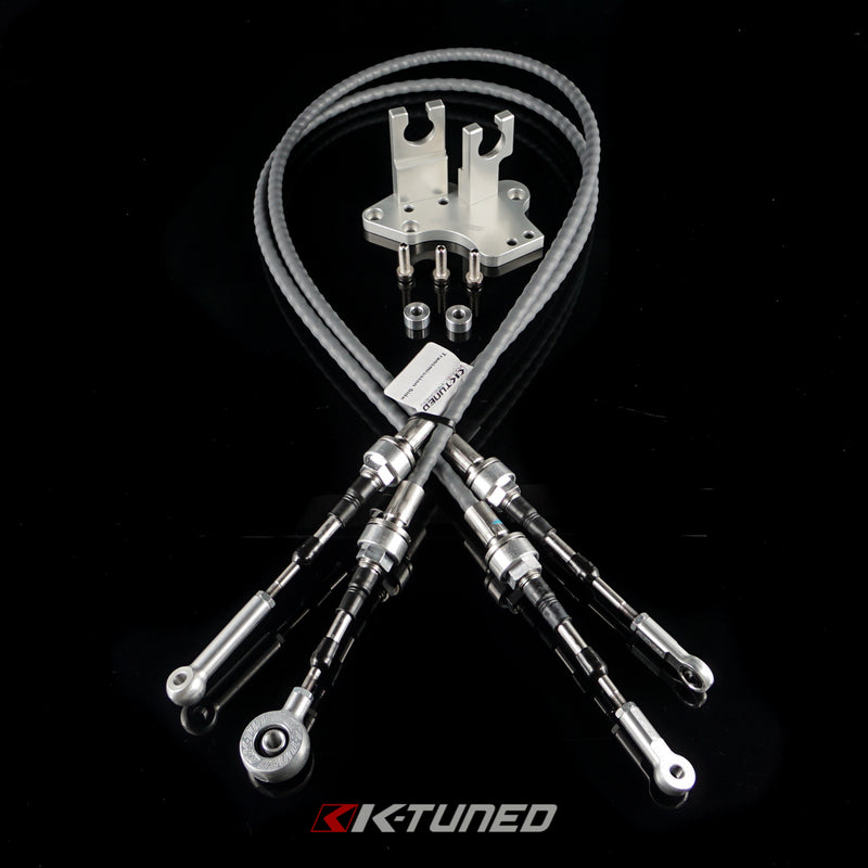 K-Tuned H/F Series Shifter Cable Bracket w/Race Spec Shifter Cables - To use RSX Style Shifter - KTD-H22-RAC