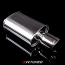 K-Tuned Universal Muffler - Oval - Short / Offset (19") - 2.5" Inlet - KTD-MFS-25S