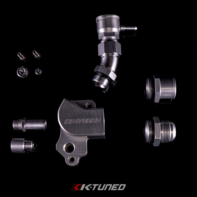 K-Tuned K20 Upper Coolant Housing w/ Filler Neck - Includes Hose End and 16AN - KUW-20T-F02